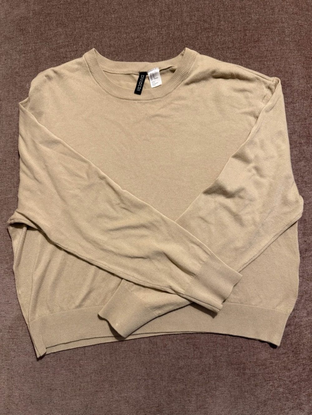 H&M Crewneck Sweater Soft Tan Lightweight Knit Women’s Size M